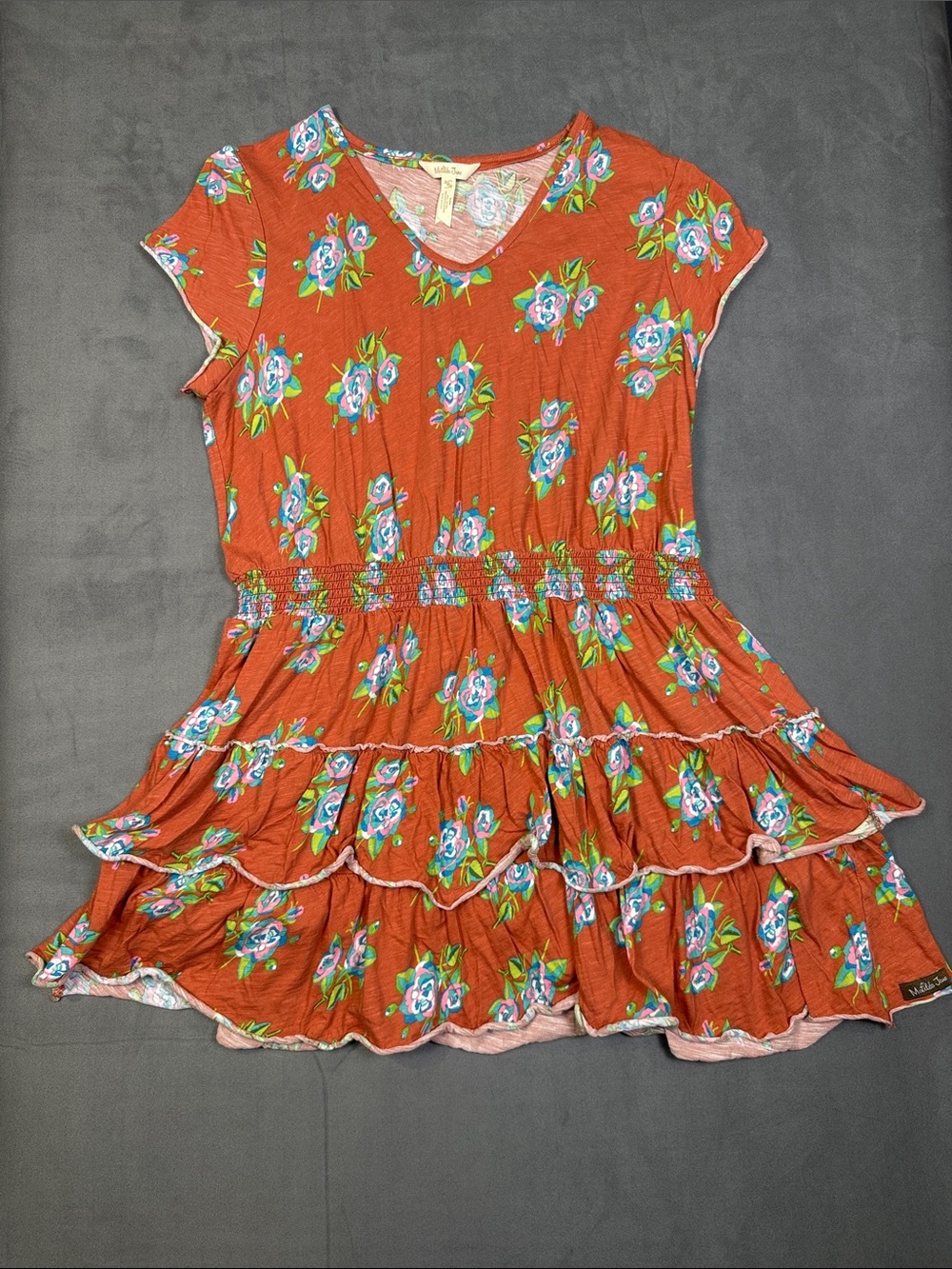 Matilda Jane Rust Orange Floral Tiered Dress